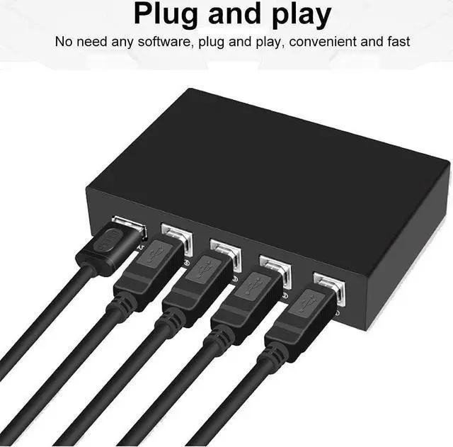 Alt view image 5 of 7 - Bundle for Printer Switch 4 Port USB 2.0 Manual Sharing Switch, 1Port Printer Scanner Hub with 4 PCS Printer Scanner Cable Cord USB Type A Male to B Male