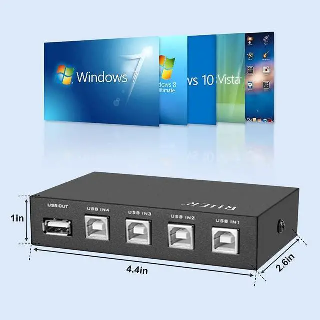 Alt view image 6 of 7 - Bundle for Printer Switch 4 Port USB 2.0 Manual Sharing Switch, 1Port Printer Scanner Hub with 4 PCS Printer Scanner Cable Cord USB Type A Male to B Male