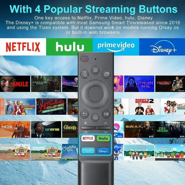 Alt view image 2 of 7 - Universal Replacement Remote for Samsung-TV-Remote, Compatible All Samsung Frame Serif Crystal UHD Neo QLED OLED 4K 8K Smart TVs Monitors G65B G7 G70B G85SB M70B M8 S55BG97