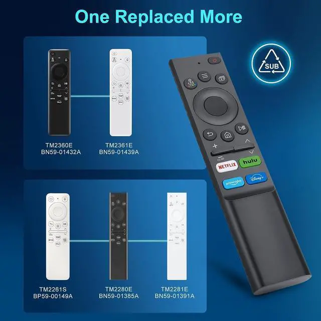 Alt view image 4 of 7 - Universal Replacement Remote for Samsung-TV-Remote, Compatible All Samsung Frame Serif Crystal UHD Neo QLED OLED 4K 8K Smart TVs Monitors G65B G7 G70B G85SB M70B M8 S55BG97