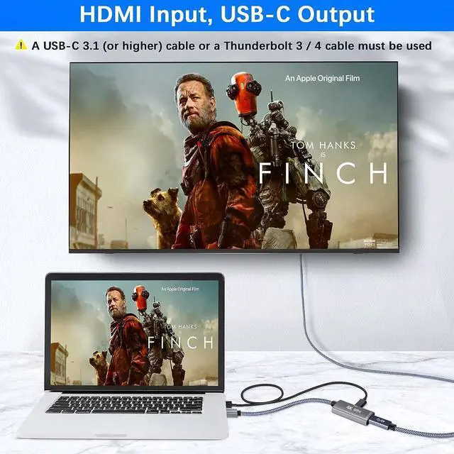 Alt view image 7 of 7 - HDMI Male to USB-C Female Cable Adapter with USB-C Power Cable Type C 3.1 (Display) to HDMI (Source) Converter 4K 60Hz Thunderbolt 3 Adapter for New MacBook Pro Mac Surface Xreal Air Rokid