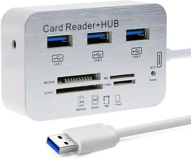 Main image of JacobsParts 3 Port USB 3.0 Hub with Card Reader MS SD M2 TF Multi-in-1 Memory Adapter