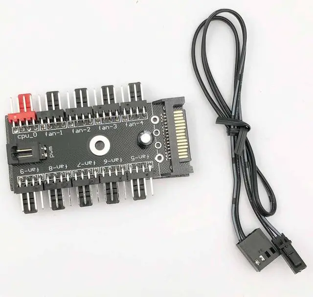 Alt view image 5 of 5 - FainWan 1-Pack 10 Way 4Pin PWM PC Fan Hub with Cable Computer Cooling Fan Power Cable Extender PCB Adapter SATA 1 to 10 Multi Way Splitter