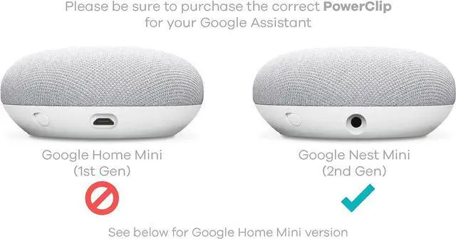 Alt view image 2 of 7 - PowerClip Outlet Mount for Google Nest Mini (Chalk), Speaker Wall Hub for 2nd Generation Google Nest Smart Home Devices, Space Saving, Uses One Outlet Only, Great for Mounting Google Mini Speaker