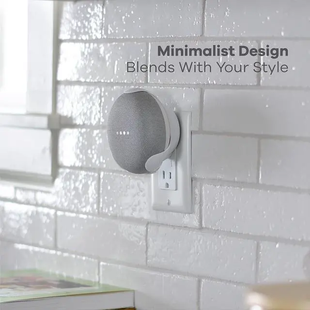 Alt view image 5 of 7 - PowerClip Outlet Mount for Google Nest Mini (Chalk), Speaker Wall Hub for 2nd Generation Google Nest Smart Home Devices, Space Saving, Uses One Outlet Only, Great for Mounting Google Mini Speaker