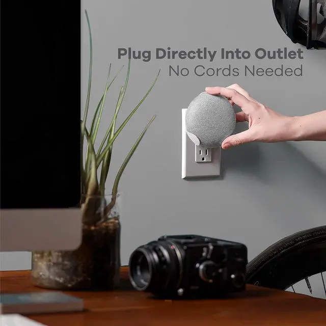 Alt view image 6 of 7 - PowerClip Outlet Mount for Google Nest Mini (Chalk), Speaker Wall Hub for 2nd Generation Google Nest Smart Home Devices, Space Saving, Uses One Outlet Only, Great for Mounting Google Mini Speaker