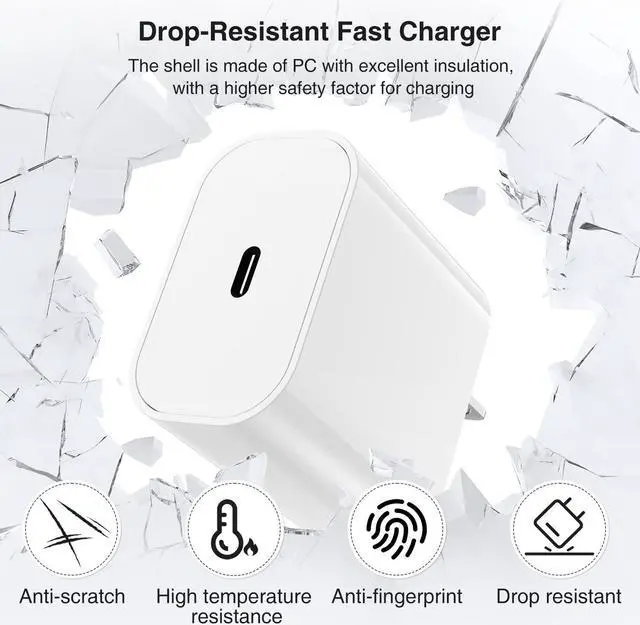 Alt view image 4 of 7 - iPad Pro Charger Fast Charging,[Apple Certified]2Pack 10ft iPad Charger Cord Cable with USB C Block Plug for iPad Pro 2022/2021/2020/2018 12.9/11/10.9 inch,5/4/3/2/1th Generation,Air 5/4th,Mini 6 Gen