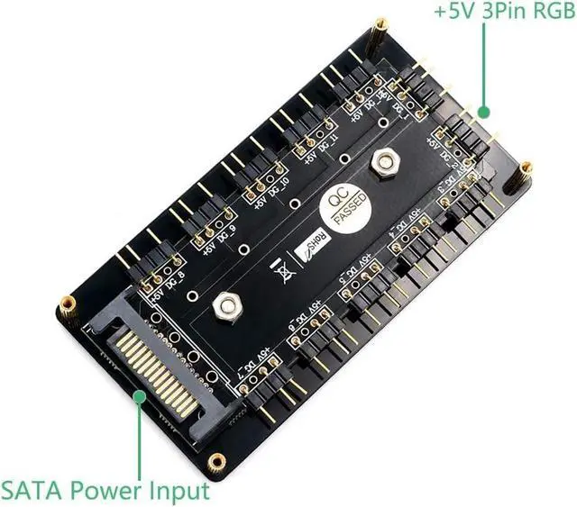 Alt view image 2 of 6 - HLT 12 Way 5V 3 Pin ARGB HUB RGB LED Splitter Hub with PMMA Case and Magnetic Standoff for ASUS/MSI 5V 3pin LED Controller