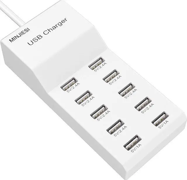 Main image of USB Charging Stations 50w10A 10 Ports Multiple Charging Block/Power USB Strip for iPhone Android Smartphone Tablet Smart Watch AirPods  and Multiple Charger Plug