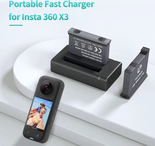 Alt view image 2 of 7 - LP Battery Charger Pack for Insta360 X3-2 Batteries & Fast USB Dual Charger for Insta 360 ONE X3 Action Camera 2000mAh Rechargeable Camera Battery 2-Pack