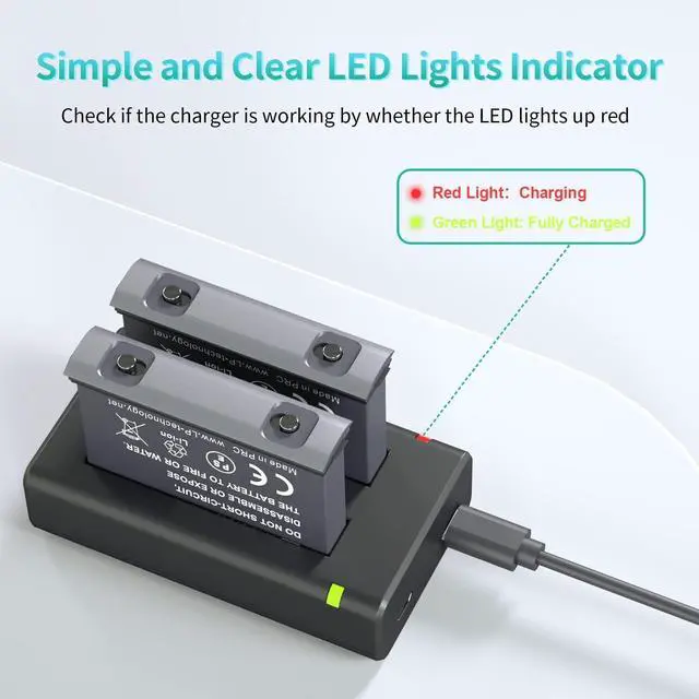 Alt view image 3 of 7 - LP Battery Charger Pack for Insta360 X3-2 Batteries & Fast USB Dual Charger for Insta 360 ONE X3 Action Camera 2000mAh Rechargeable Camera Battery 2-Pack