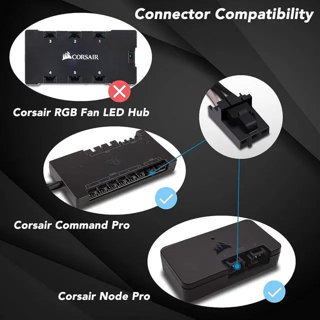 Alt view image 4 of 5 - EZDIY-FAB Adapter Cable for Corsair Lighting Node Pro and for Corsair iCUE Commander PRO (hub is not Included), Smart RGB Lighting, Connect to Any 5V 3-Pin ARGB Devices (2 x 20cm)