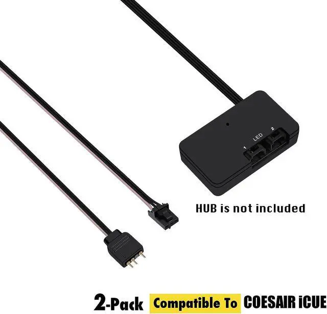 Alt view image 2 of 5 - EZDIY-FAB Adapter Cable for Corsair Lighting Node Pro and for Corsair iCUE Commander PRO (hub is not Included), Smart RGB Lighting, Connect to Any 5V 3-Pin ARGB Devices (2 x 20cm)