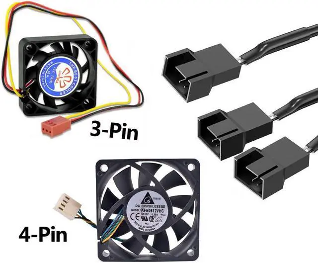 Alt view image 3 of 5 - Triple 3-Pin and 4-Pin PC Fan Power Adapter, 36W 12V Fan Speed Controller,100-240vAC to 3-12vDC Adjustable Power Supply
