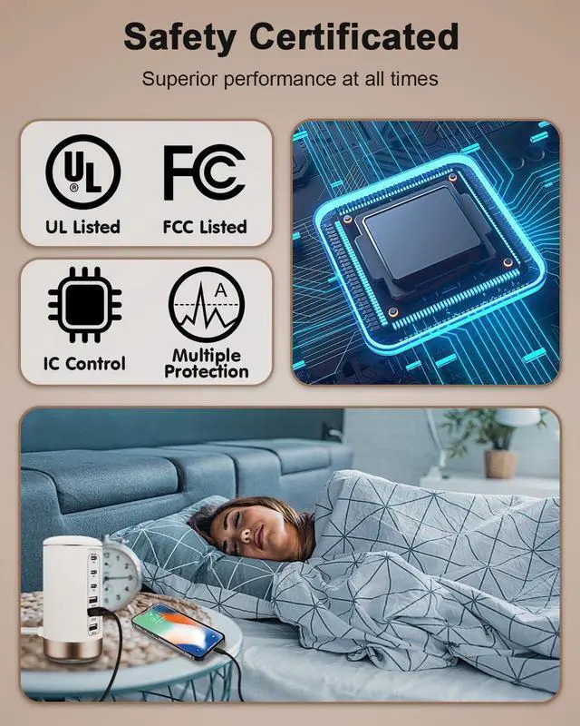 Alt view image 5 of 7 - 60W USB-C Charging Station for Multiple Devices, Universal 20W USB-C & 18W USB Charging Hub, Smart IC Identification Technology Charging Tower for iPhone iPad Tablets Smartphones, Home Office Use