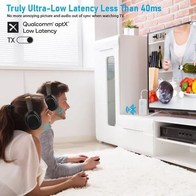 Alt view image 5 of 7 - 1Mii Bluetooth 5.3 Transmitter Receiver for Airplane/TV to 2 Headphones/AirPods, Dual Links Wireless Audio Adapter w/aptx Low Latency/HD/AptX Adaptive, 3.5mm Aux Bluetooth Adapter for Cars, Gym, Boat