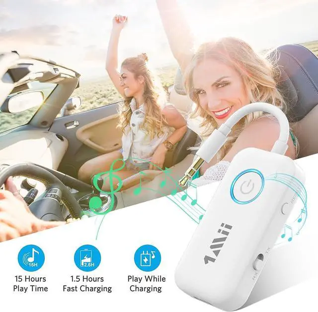 Alt view image 7 of 7 - 1Mii Bluetooth 5.3 Transmitter Receiver for Airplane/TV to 2 Headphones/AirPods, Dual Links Wireless Audio Adapter w/aptx Low Latency/HD/AptX Adaptive, 3.5mm Aux Bluetooth Adapter for Cars, Gym, Boat