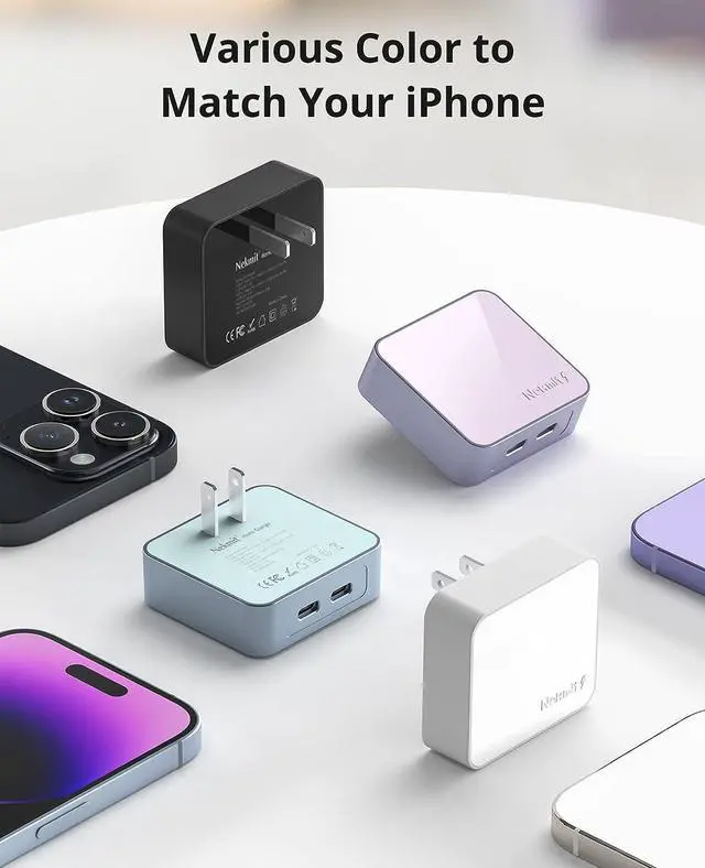 Alt view image 7 of 7 - Nekmit Dual Port USB C Wall Charger, 40W PD Fast Charging USB C Wall Plug Adapter, Flat Thin Slim Type C Charger Block for iPhone 14/14 Pro/14 Pro Max, Galaxy, MacBook Air, iPad, AirPods and More