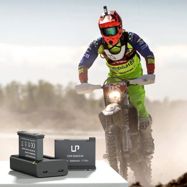 Alt view image 7 of 7 - LP Battery Charger Pack for Insta360 X3-2 Batteries & Fast USB Dual Charger for Insta 360 ONE X3 Action Camera 2000mAh Rechargeable Camera Battery 2-Pack