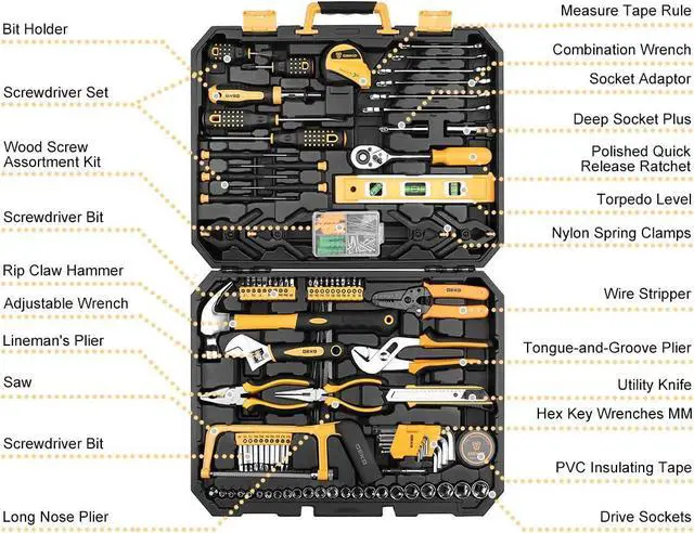 Alt view image 2 of 7 - DEKOPRO 228 Piece Socket Wrench Auto Repair Tool Combination Package Mixed Tool Set Hand Tool Kit with Plastic Toolbox Storage Case