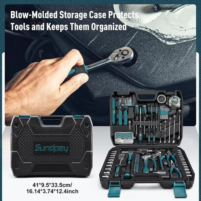 Alt view image 5 of 7 - Sundpey Home Tool Kit 281-PCs - Protable Complete Basic Repair General Hand Tool Sets for Men Women - Full Tool Set with Socket Wrench Set & Screwdriver Set & Metric Hex Key & Pliers & Tool Box Case