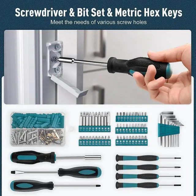 Alt view image 6 of 7 - Sundpey Home Tool Kit 281-PCs - Protable Complete Basic Repair General Hand Tool Sets for Men Women - Full Tool Set with Socket Wrench Set & Screwdriver Set & Metric Hex Key & Pliers & Tool Box Case