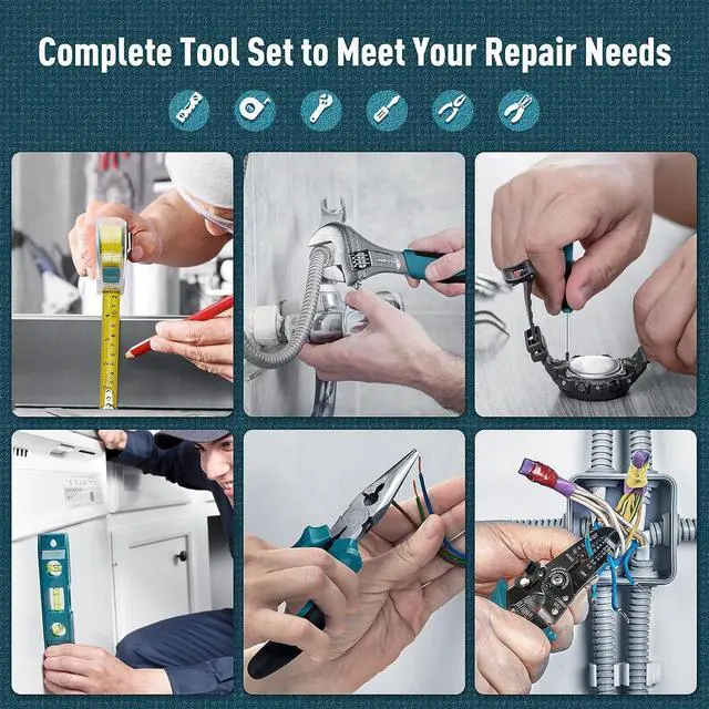 Alt view image 7 of 7 - Sundpey Home Tool Kit 281-PCs - Protable Complete Basic Repair General Hand Tool Sets for Men Women - Full Tool Set with Socket Wrench Set & Screwdriver Set & Metric Hex Key & Pliers & Tool Box Case