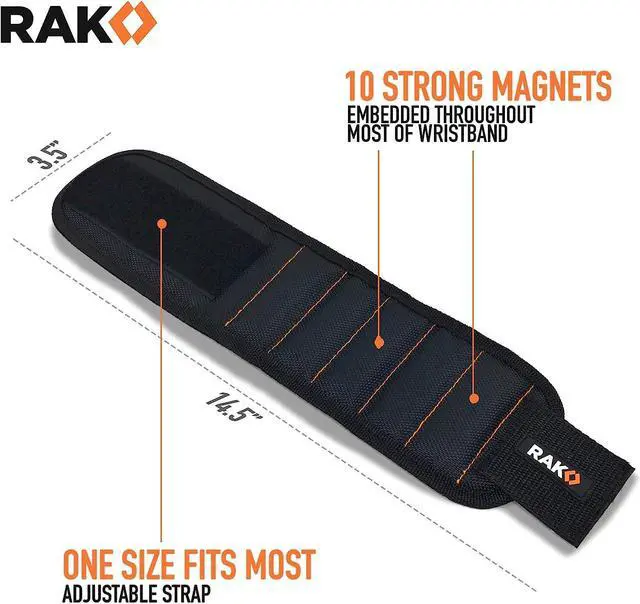 Alt view image 2 of 7 - RAK Magnetic Wristband for Holding Screws, Nails and Drill Bits for Men, for Dad - Premium Nylon with Lightweight Powerful Magnets for Dad, Husband, Grandpa, Handyman