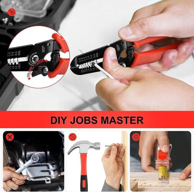 Alt view image 6 of 7 - GoYwato Home Tool Kit 214PCs - Complete Repair Basic Hand Tool Set for Men Women - Household Tool Kit for Home Improvement with Hammer & Pliers Set & Ratchet Screwdriver & Protable Tool Box Case