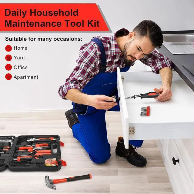 Alt view image 7 of 7 - GoYwato Home Tool Kit 214PCs - Complete Repair Basic Hand Tool Set for Men Women - Household Tool Kit for Home Improvement with Hammer & Pliers Set & Ratchet Screwdriver & Protable Tool Box Case