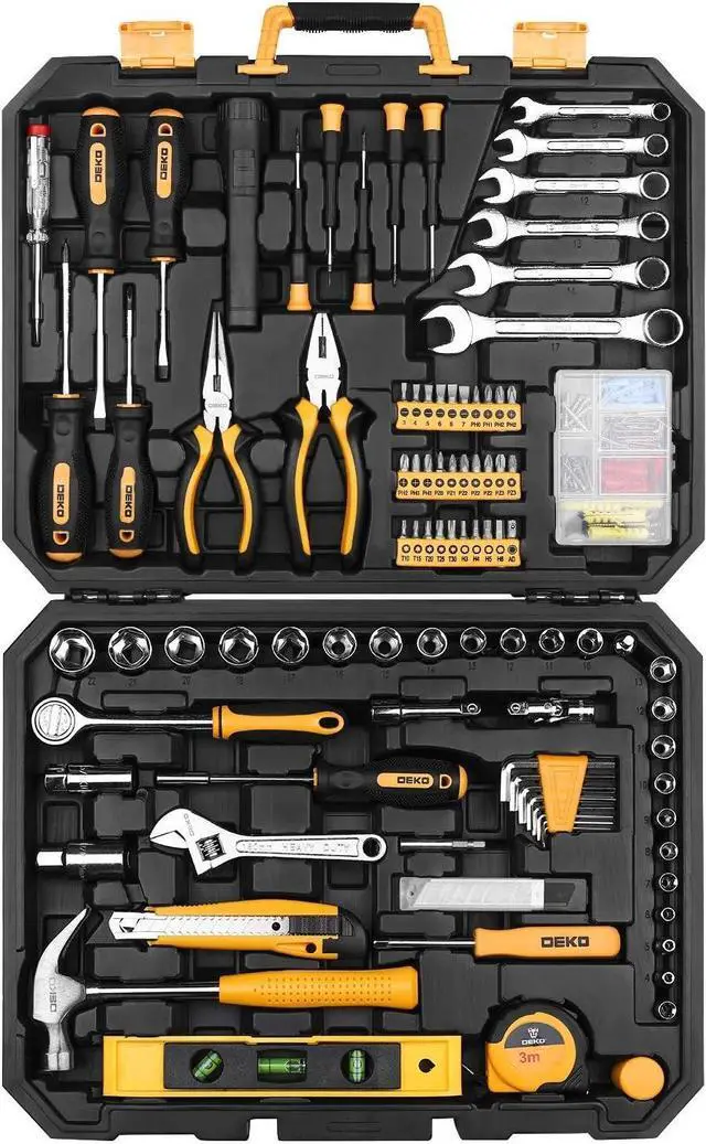 Alt view image 6 of 7 - DEKOPRO 208 Piece Tool Set,General Household Hand Tool Kit, Auto Repair Tool Box with Plastic Toolbox Storage Case