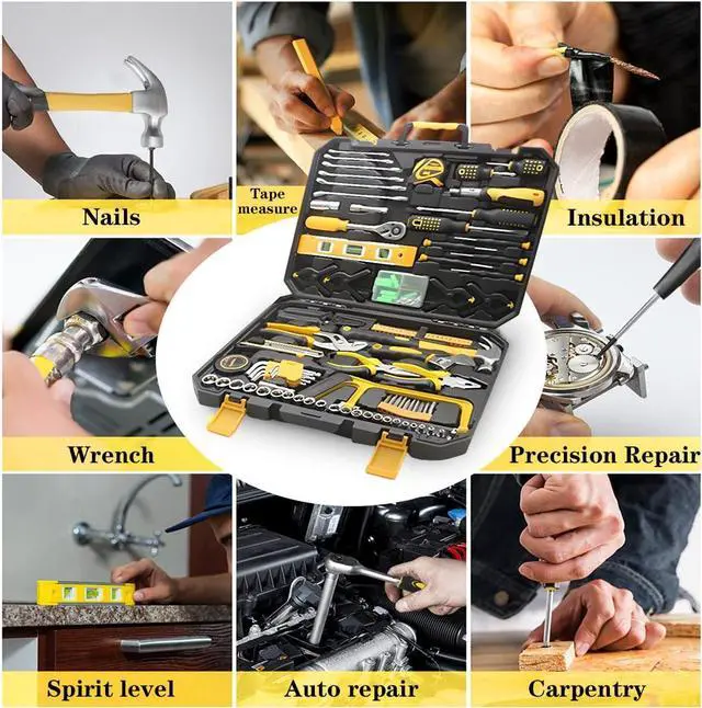 Alt view image 5 of 7 - 168 Piece Socket Wrench Auto Repair Tool Combination Package Mixed Tool Set Hand Tool Kit with Plastic Toolbox Storage Case