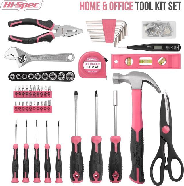 Hi-Spec hi-spec 54pc pink home diy tool kit for women, office & garage.  complete ladies basic house tool box set