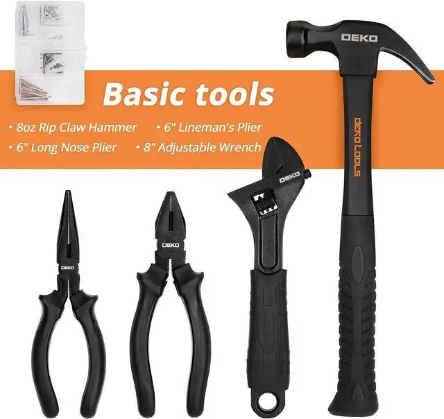 Alt view image 4 of 7 - DEKOPRO 218-Piece General Household Hand Tool kit, Professional Auto Repair Tool Set for Homeowner, General Household Hand Tool Set with Plier, Screwdriver Set, Socket Set, with Portable Storage Case