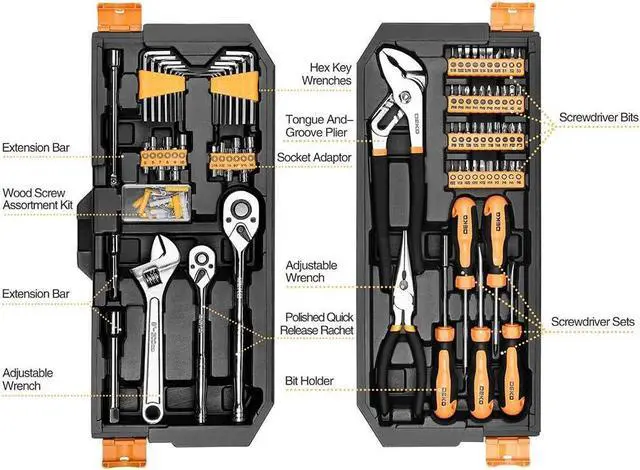 Alt view image 5 of 7 - DEKOPRO 192 Piece Mixed Tool Kit Home Mechanics Repair Tool Set,Auto Repair Hand Tool Set Wrench Set with Plastic Toolbox Storage Case