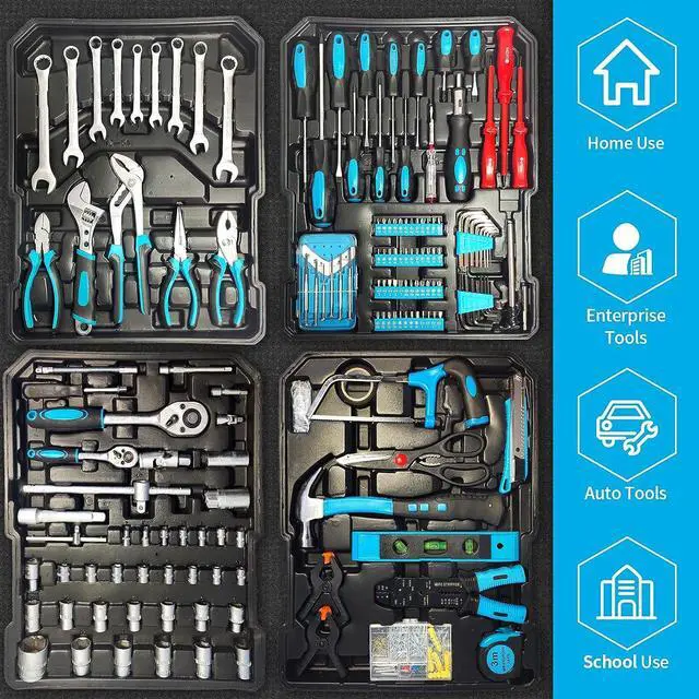 Alt view image 2 of 6 - Arcwares 799pcs Aluminum Trolley Case Tool Set Silver, House Repair Kit Set, Household Hand Tool Set, with Tool Belt,Gift on Father's Day, Valentine's Day, Christmas