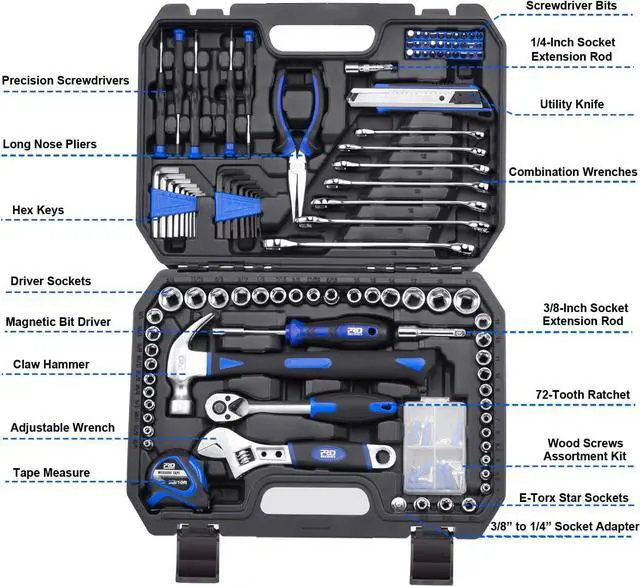 Alt view image 2 of 7 - Prostormer 148-Piece Hand Tool Set, General Home and Auto Repair Tool Kit with Toolbox Storage Case for Mechanical Repair, DIY, Home Maintenance