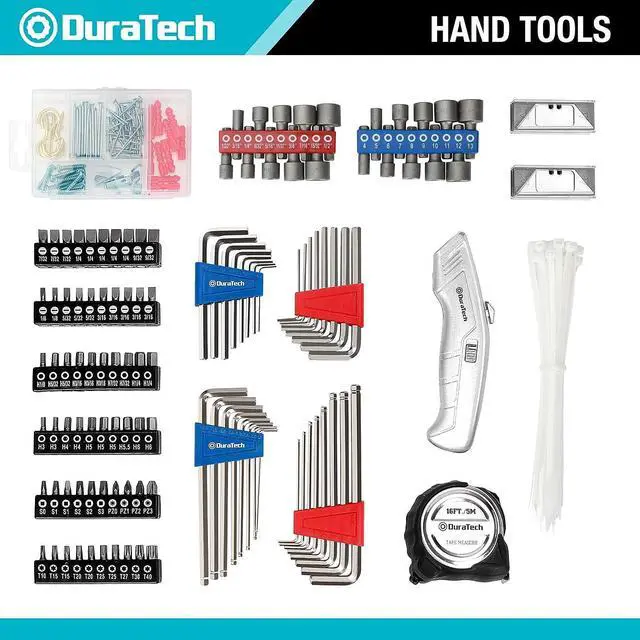 Alt view image 4 of 7 - DURATECH 269-Piece Socket Wrench and Home Repair Hand Tool Kit- Daily Use Mechanics Hand Tool Kit with Wide Open Mouth Tool Bag