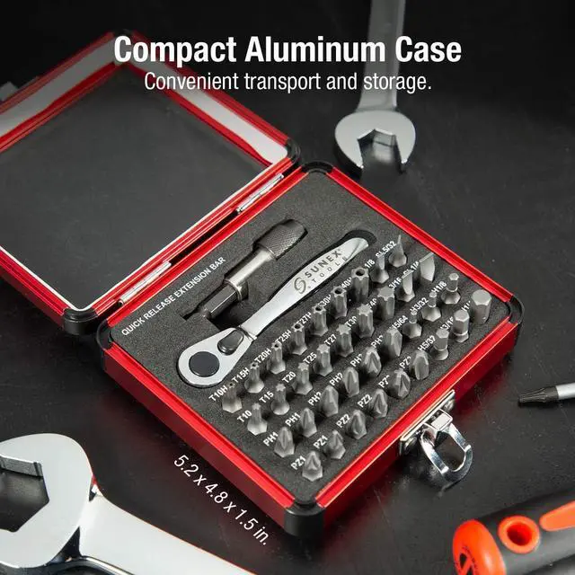 Alt view image 5 of 5 - Sunex 9726 Mini Ratchet and Bit Set, 1/8-Inch - 1/4-Inch S2 Bits, 5/64-Inch - 1/4-Inch hex bits, 38-Piece Silver