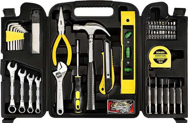 Main image of DOWELL 90 Piece Tool Set Home Repair Hand Tool Kit with Wrench Sets Plastic Tool Box Storage Case