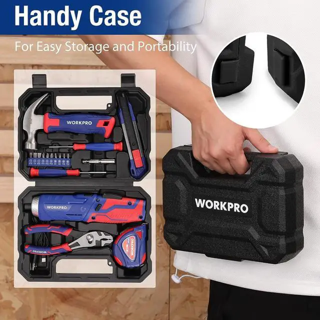 Alt view image 6 of 7 - Home Tool Kit with 3.7V Rotatable Electric Screwdriver 18PCS General Household Tool Kit with Toolbox Rechargeable Electric Screwdriver Kit Basic Portable Tool Set for Dorm Garage DIY