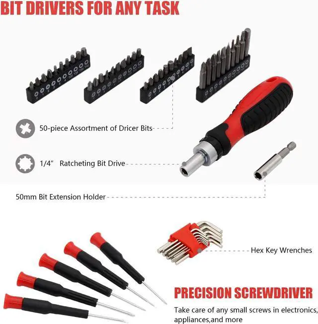 Alt view image 3 of 7 - 188-Piece Household Tool Kit - GETUHAND General Home/Auto Repair Hand Tool Set, Multi Tool Set with Large Mouth Opening Tool Bag with 15 Pockets