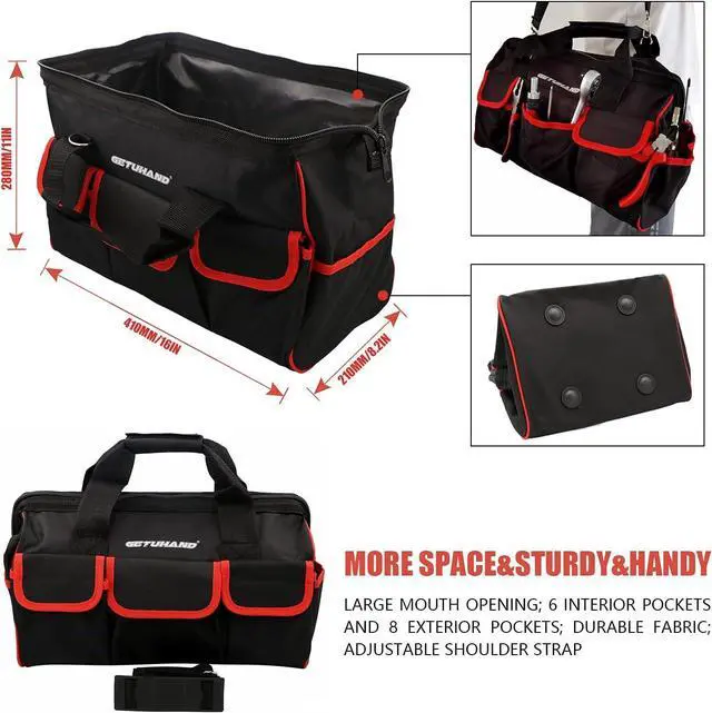 Alt view image 5 of 7 - 188-Piece Household Tool Kit - GETUHAND General Home/Auto Repair Hand Tool Set, Multi Tool Set with Large Mouth Opening Tool Bag with 15 Pockets