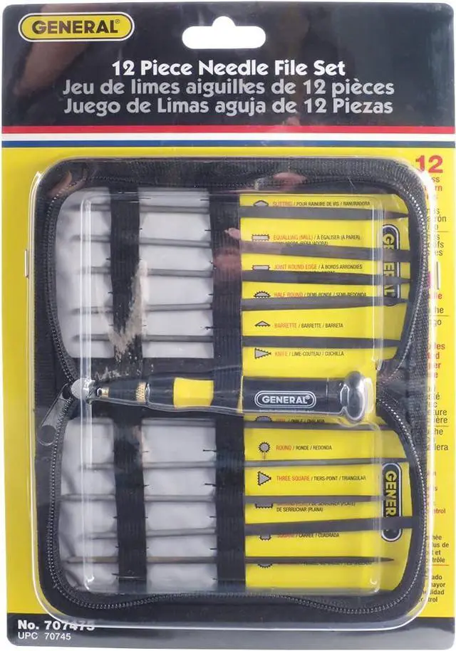 Alt view image 5 of 5 - General Tools 707475 Swiss Pattern Needle File Set, 12-Piece, Black, Set of 12 and Handle