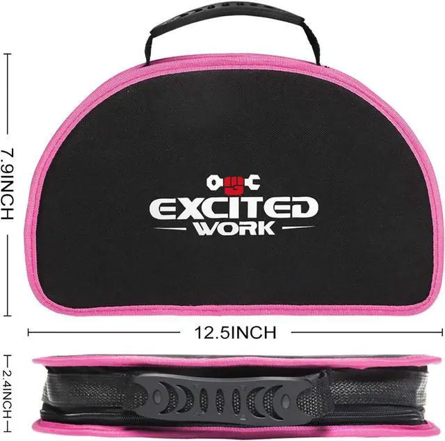 Alt view image 3 of 6 - EXCITED WORK 69-Piece Pink Tool kit, Ladies Hand Tool Set with Easy Carrying Round Pouch for DIY, Home Maintenance and Dorm Repair
