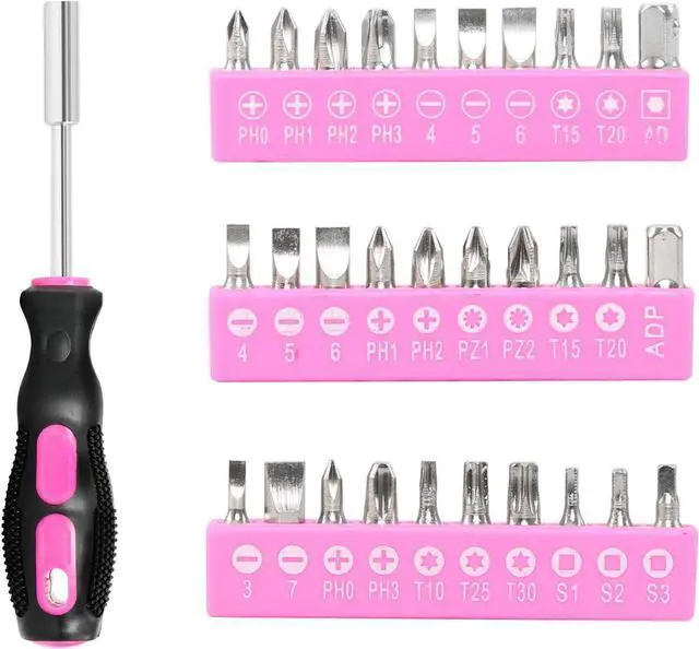 Alt view image 4 of 6 - EXCITED WORK 69-Piece Pink Tool kit, Ladies Hand Tool Set with Easy Carrying Round Pouch for DIY, Home Maintenance and Dorm Repair