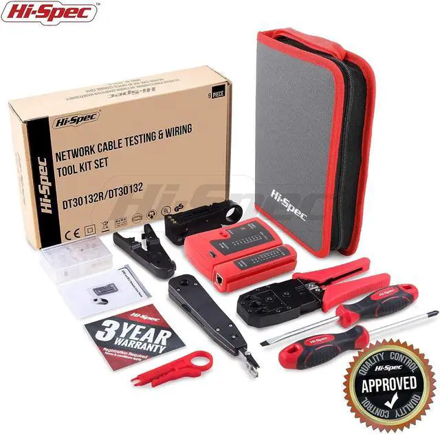 Alt view image 6 of 6 - Hi-Spec 9pc Network Cable Tester Tool Kit Set for CAT5, CAT6, RJ11, RJ45. Ethernet LAN Crimper, Punchdown, Coax Stripper & More