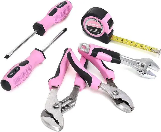 Alt view image 2 of 7 - FASTPRO 7-Piece Pink Tool Kit, Household Tool Set for women, Basic Hand Tools for Home Maintenance & Repairing, Includes Small Tool Bag