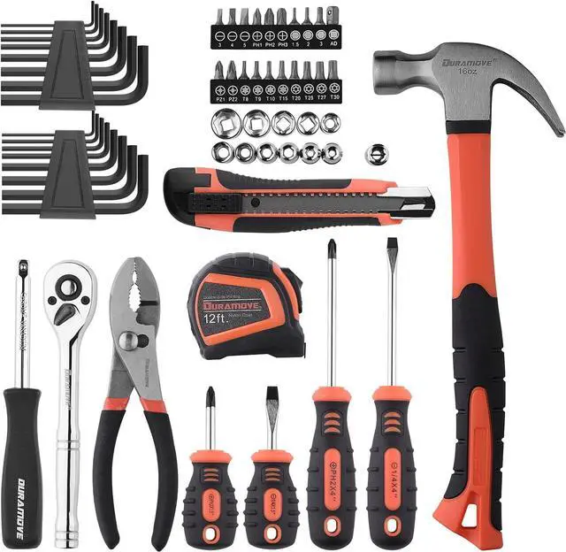 Alt view image 3 of 7 - DURAMOVE Household Tool Kit for Homeowner, 58 Piece Home/Auto Repair Hand Tool Set with Tool box, Mixed Tool Set for man,women,father,handyman