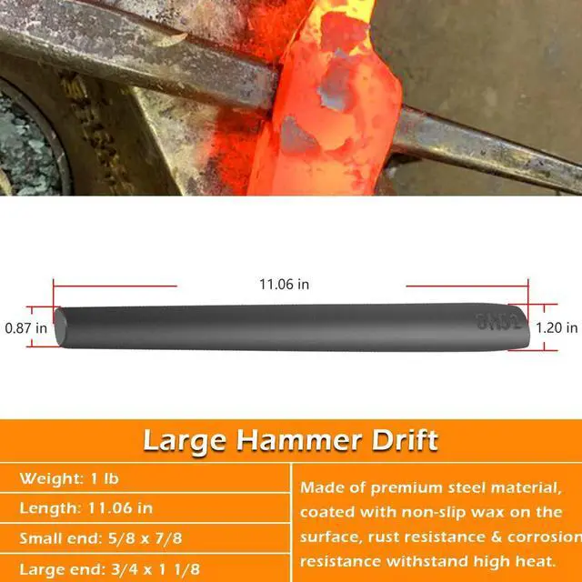 Alt view image 4 of 7 - Blacksmith Drift Kit Blacksmith Hammer Eye Drift Tool Set Includes Knifemakers Tomahawk, Large Hammer and Mouse Axe Drift, Blacksmith Forging Tools, 3PCS
